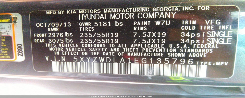 5XYZWDLA1EG135796 2014 HYUNDAI SANTA FE SPORT photo no. 9