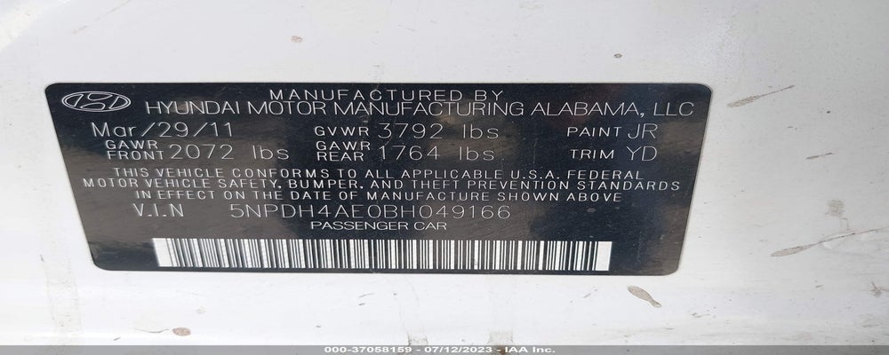 5NPDH4AE0BH049166 2011 HYUNDAI ELANTRA photo no. 9
