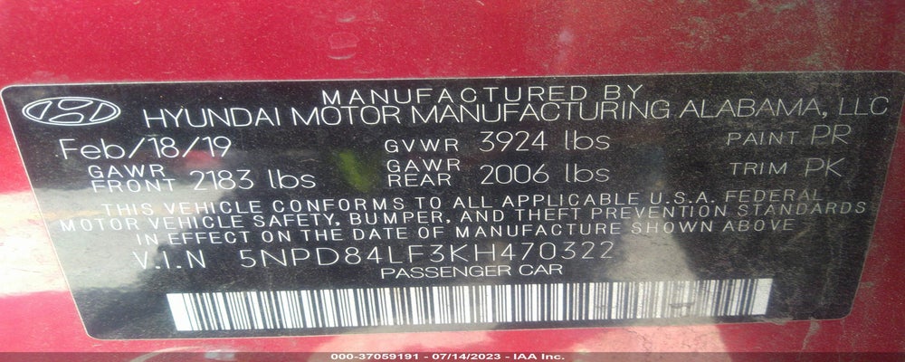 5NPD84LF3KH470322 2019 HYUNDAI ELANTRA photo no. 9