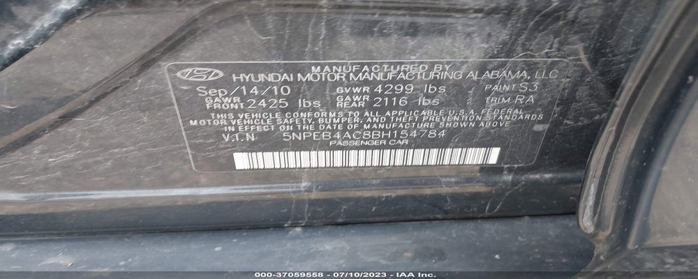 5NPEB4AC8BH154784 2011 HYUNDAI SONATA photo no. 9