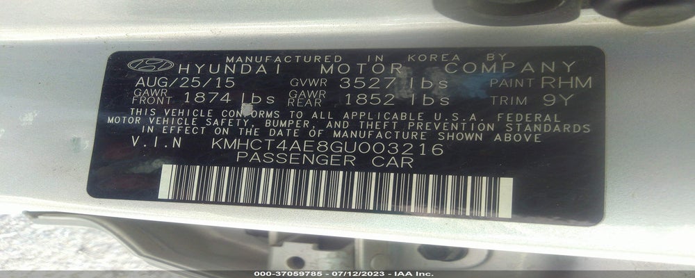 KMHCT4AE8GU003216 2016 HYUNDAI ACCENT photo no. 9