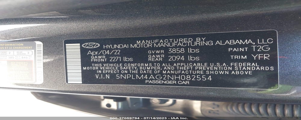 5NPLM4AG2NH082554 2022 HYUNDAI ELANTRA photo no. 9