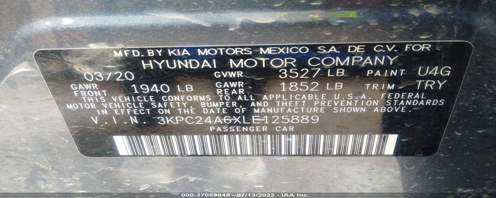 3KPC24A6XLE125889 2020 HYUNDAI ACCENT photo no. 9
