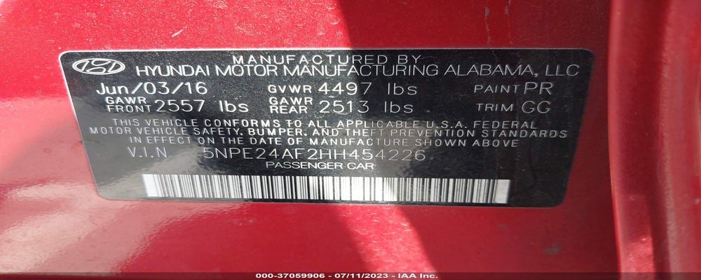 5NPE24AF2HH454226 2017 HYUNDAI SONATA photo no. 9