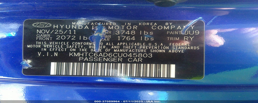 KMHTC6AD6CU045803 2012 HYUNDAI VELOSTER photo no. 9