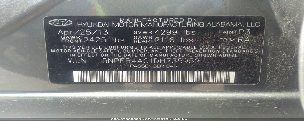 5NPEB4AC1DH735952 2013 HYUNDAI SONATA photo no. 9