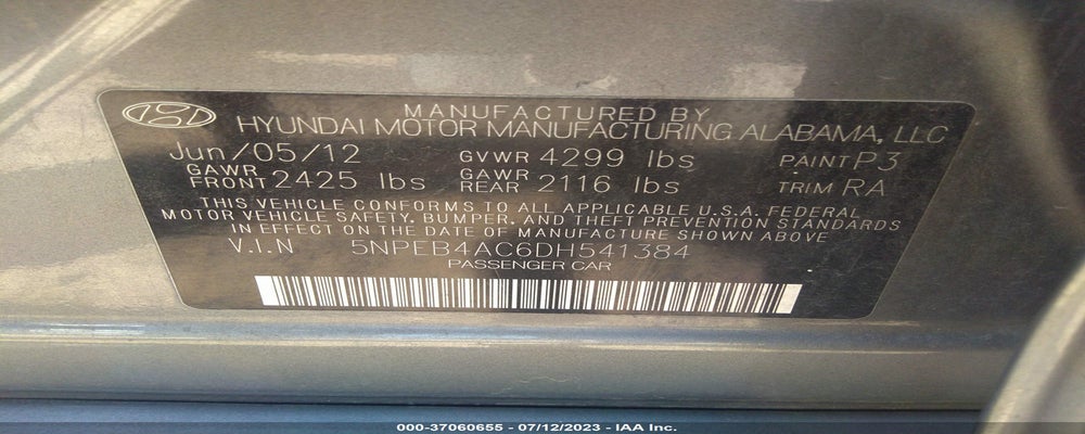 5NPEB4AC6DH541384 2013 HYUNDAI SONATA photo no. 9