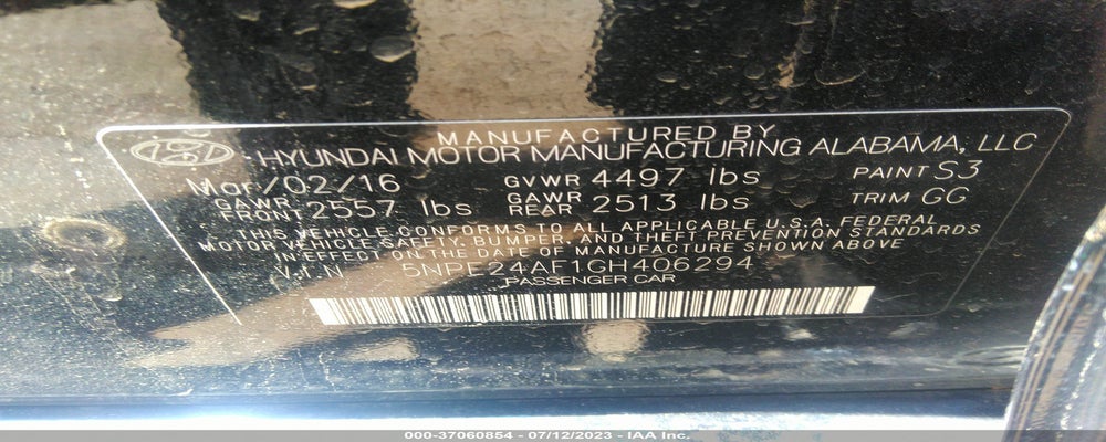5NPE24AF1GH406294 2016 HYUNDAI SONATA photo no. 9