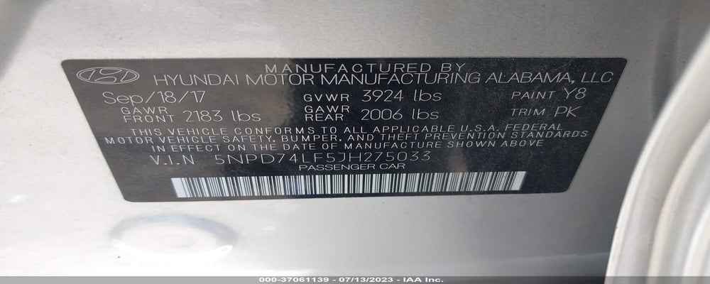 5NPD74LF5JH275033 2018 HYUNDAI ELANTRA photo no. 9