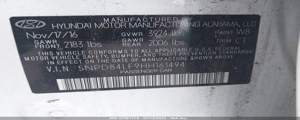 5NPD84LF9HH161494 2017 HYUNDAI ELANTRA photo no. 9
