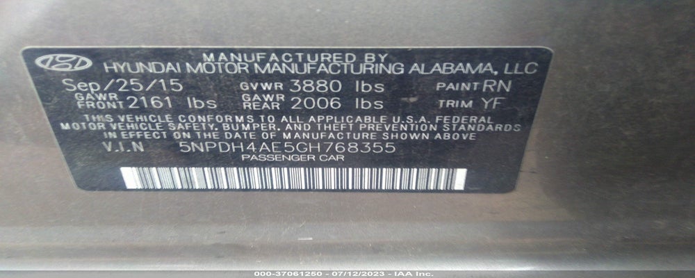 5NPDH4AE5GH768355 2016 HYUNDAI ELANTRA photo no. 9