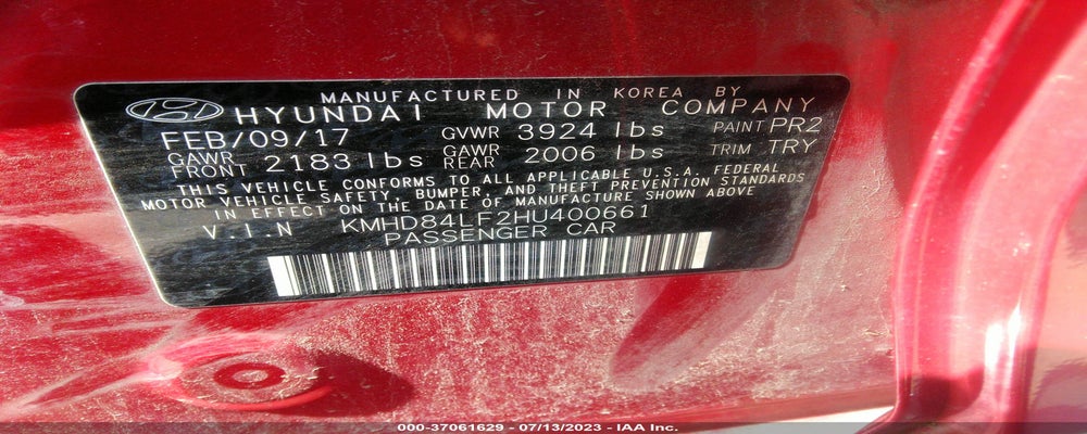 KMHD84LF2HU400661 2017 HYUNDAI ELANTRA photo no. 9