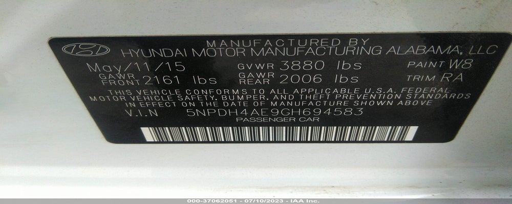 5NPDH4AE9GH694583 2016 HYUNDAI ELANTRA photo no. 9