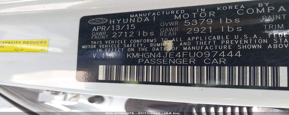 KMHGN4JE4FU097444 2015 HYUNDAI GENESIS photo no. 9
