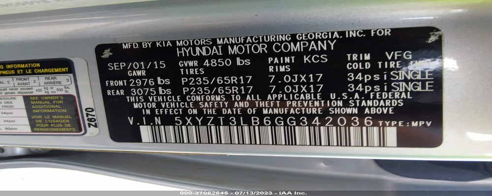 5XYZT3LB6GG342036 2016 HYUNDAI SANTA FE SPORT photo no. 9