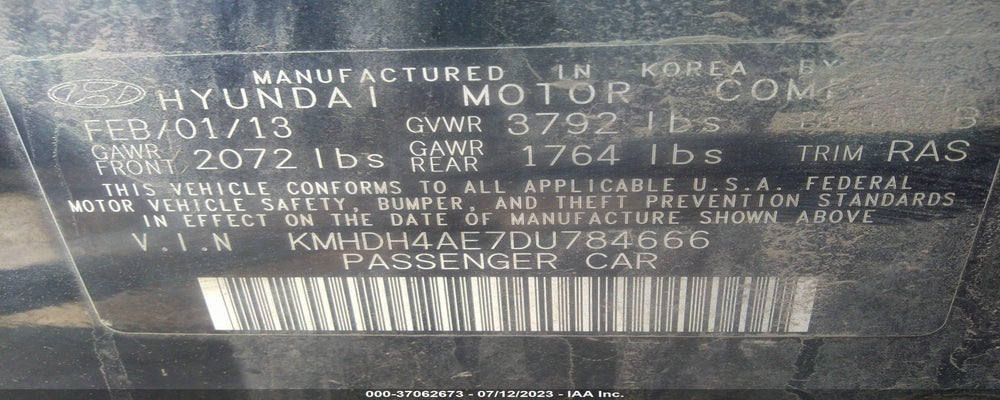 KMHDH4AE7DU784666 2013 HYUNDAI ELANTRA photo no. 9