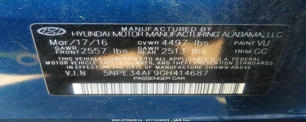 5NPE34AF9GH414687 2016 HYUNDAI SONATA photo no. 9