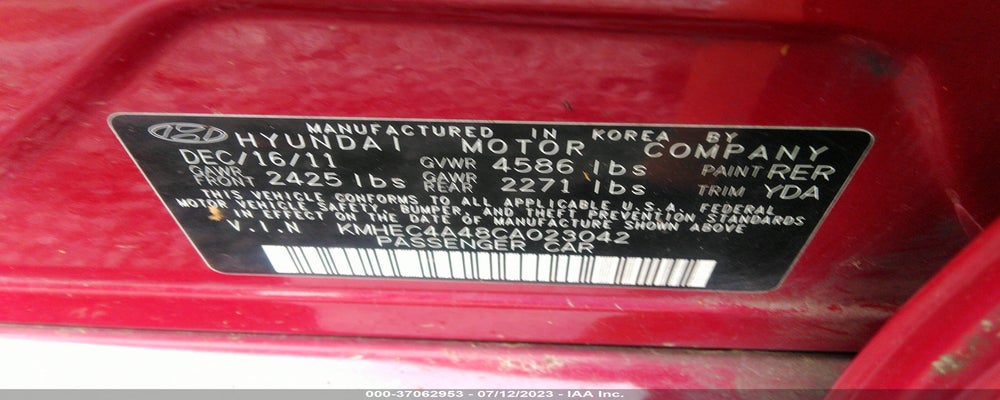 KMHEC4A48CA023042 2012 HYUNDAI SONATA photo no. 9