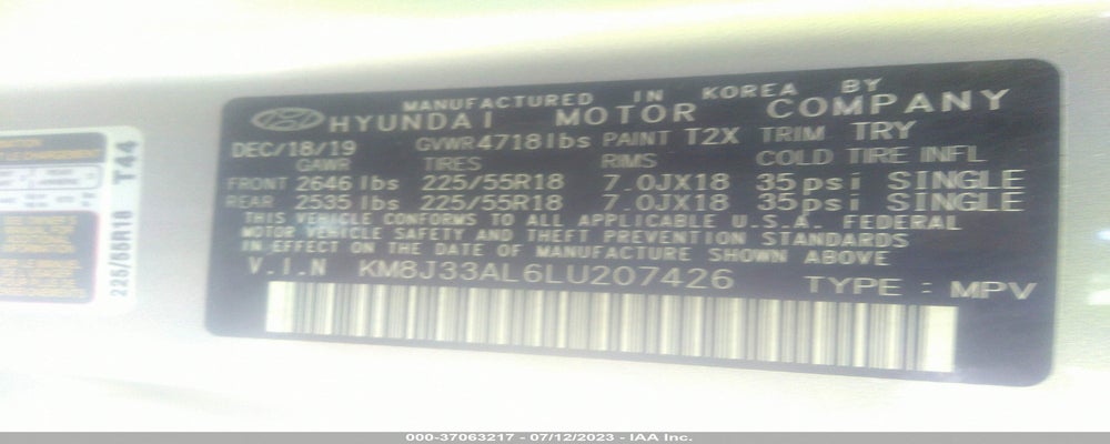 KM8J33AL6LU207426 2020 HYUNDAI TUCSON photo no. 9