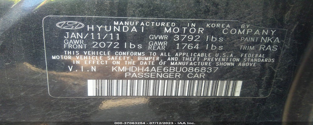 KMHDH4AE6BU086837 2011 HYUNDAI ELANTRA photo no. 9