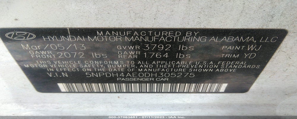 5NPDH4AE0DH305275 2013 HYUNDAI ELANTRA photo no. 9