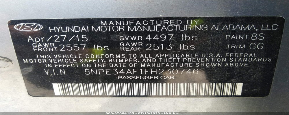 5NPE34AF1FH230746 2015 HYUNDAI SONATA photo no. 9