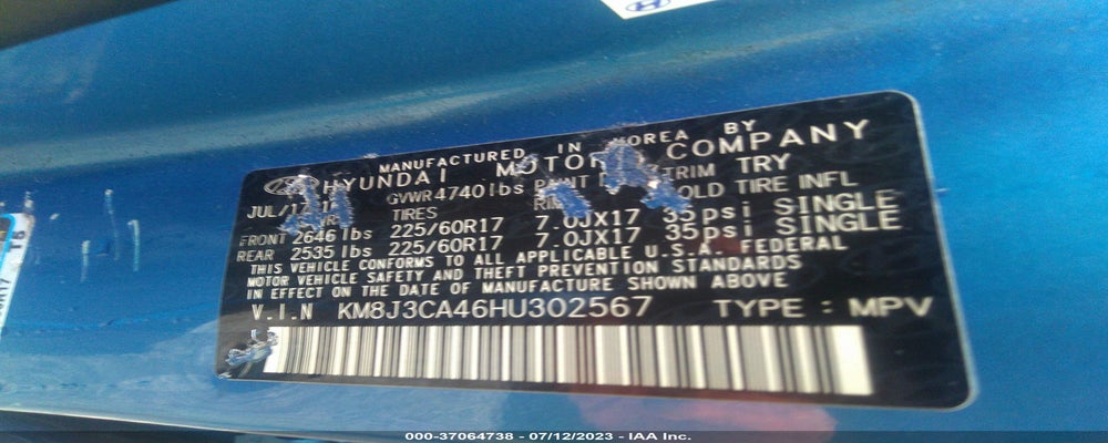 KM8J3CA46HU302567 2017 HYUNDAI TUCSON photo no. 9