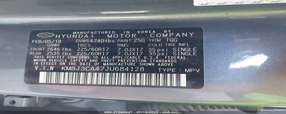 KM8J3CA47JU684128 2018 HYUNDAI TUCSON photo no. 9