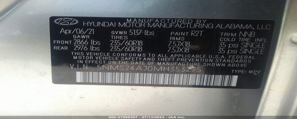 5NMS24AJ0MH353295 2021 HYUNDAI SANTA FE photo no. 9