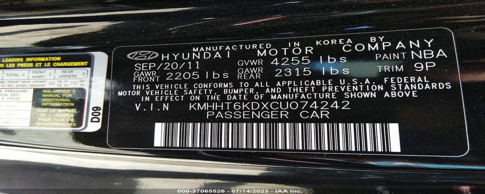 KMHHT6KDXCU074242 2012 HYUNDAI GENESIS COUPE photo no. 9