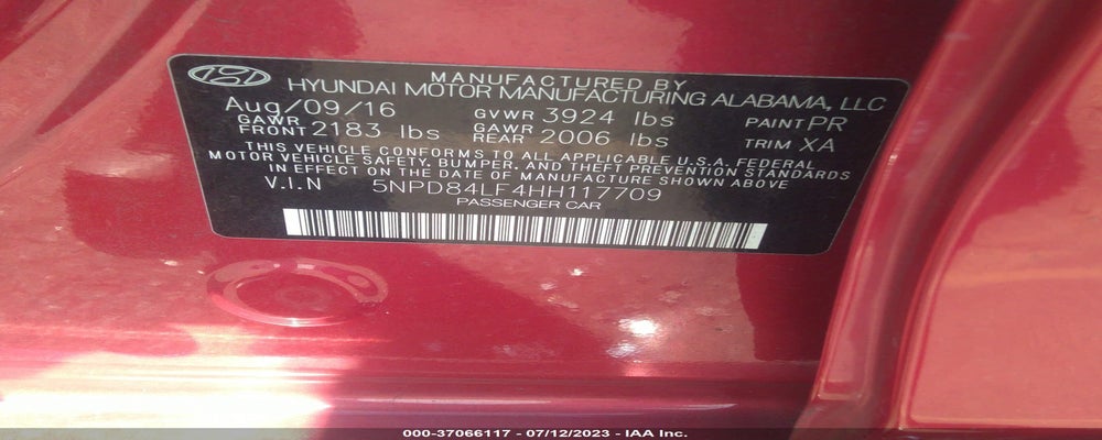 5NPD84LF4HH117709 2017 HYUNDAI ELANTRA photo no. 9