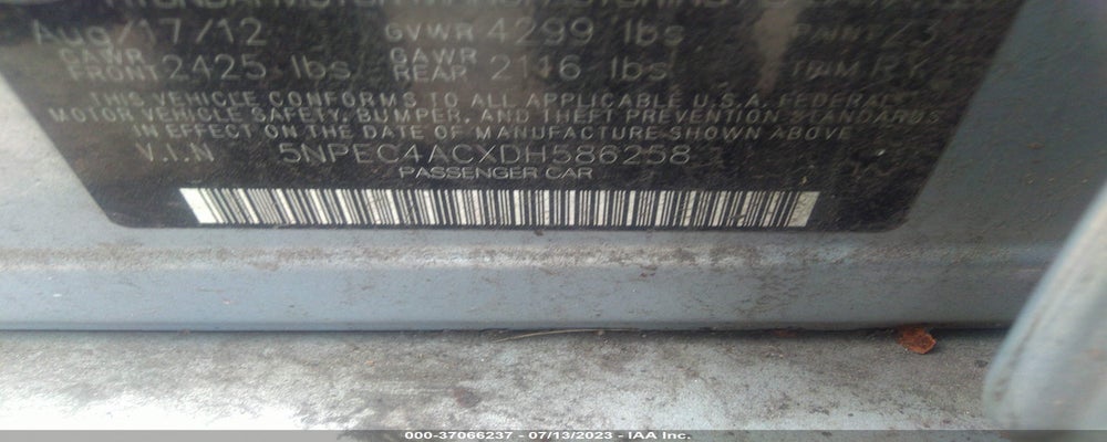 5NPEC4ACXDH586258 2013 HYUNDAI SONATA photo no. 9