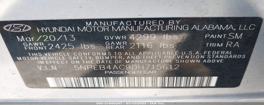 5NPEB4AC9DH715612 2013 HYUNDAI SONATA photo no. 9