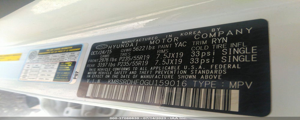 KM8SRDHF0GU159016 2016 HYUNDAI SANTA FE photo no. 9