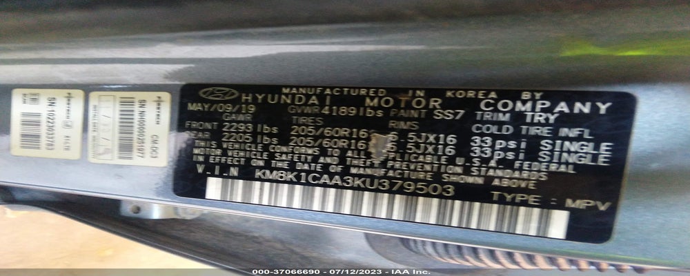 KM8K1CAA3KU379503 2019 HYUNDAI KONA photo no. 9