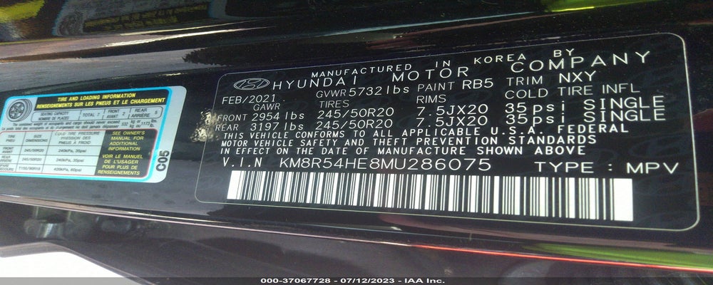 KM8R54HE8MU286075 2021 HYUNDAI PALISADE photo no. 9