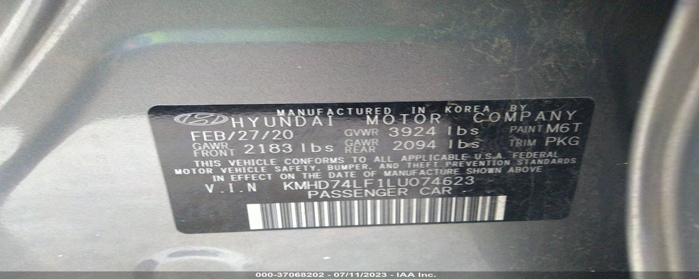 KMHD74LF1LU074623 2020 HYUNDAI ELANTRA photo no. 9