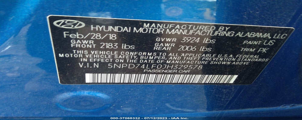 5NPD74LF0JH329578 2018 HYUNDAI ELANTRA photo no. 9