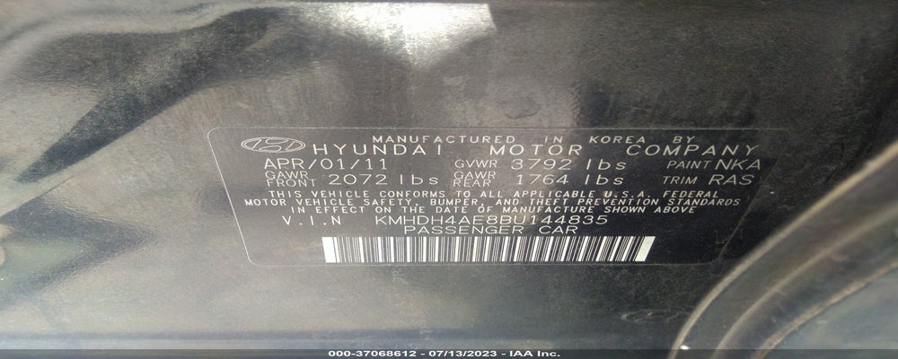 KMHDH4AE8BU144835 2011 HYUNDAI ELANTRA photo no. 9