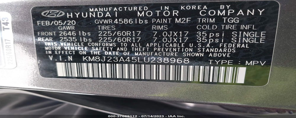 KM8J23A45LU238968 2020 HYUNDAI TUCSON photo no. 9