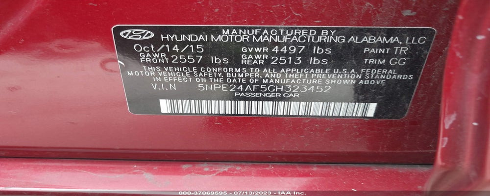 5NPE24AF5GH323452 2016 HYUNDAI SONATA photo no. 9