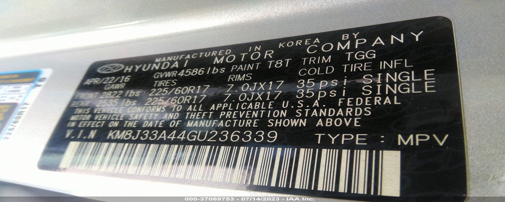 KM8J33A44GU236339 2016 HYUNDAI TUCSON photo no. 9