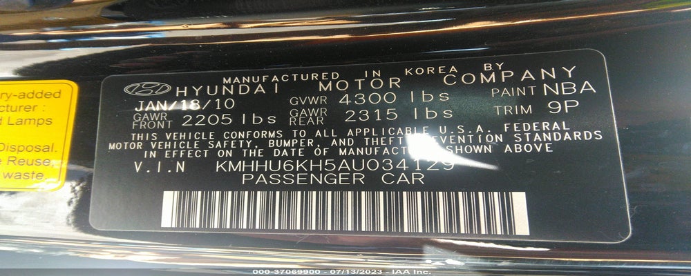 KMHHU6KH5AU034129 2010 HYUNDAI GENESIS COUPE photo no. 9