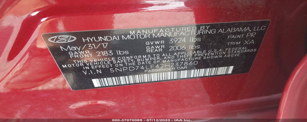 5NPD74LF4JH237860 2018 HYUNDAI ELANTRA photo no. 9