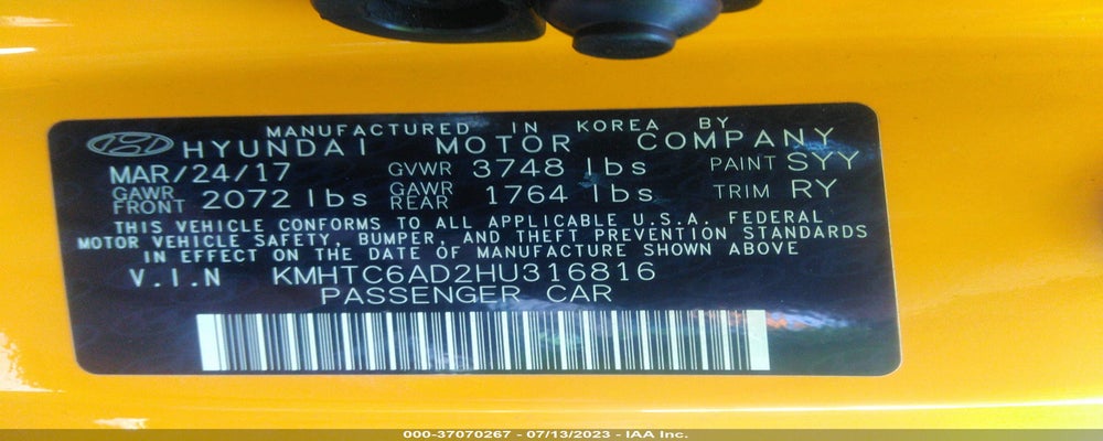 KMHTC6AD2HU316816 2017 HYUNDAI VELOSTER photo no. 9