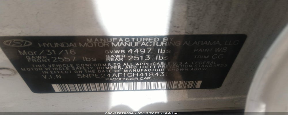 5NPE24AF1GH418431 2016 HYUNDAI SONATA photo no. 9