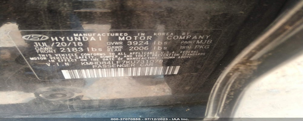 KMHD84LF7KU731078 2019 HYUNDAI ELANTRA photo no. 9