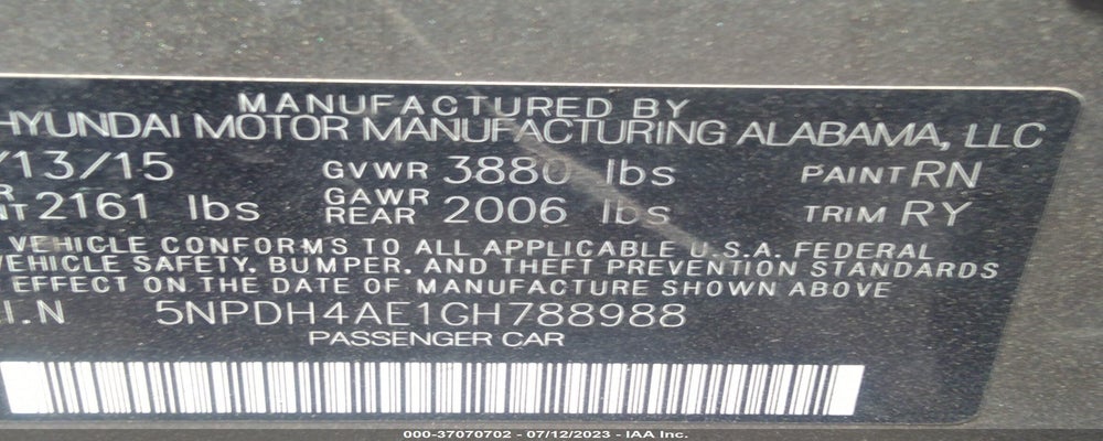 5NPDH4AE1GH788988 2016 HYUNDAI ELANTRA photo no. 9