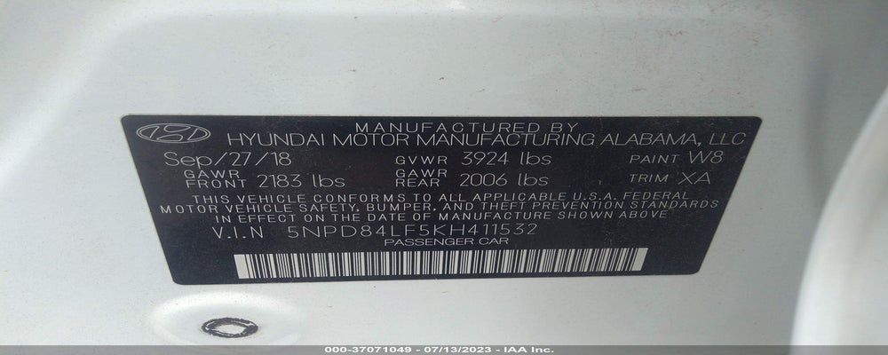 5NPD84LF5KH411532 2019 HYUNDAI ELANTRA photo no. 9