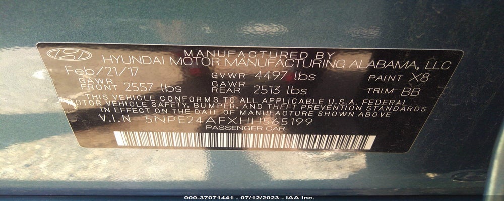 5NPE24AFXHH565199 2017 HYUNDAI SONATA photo no. 9